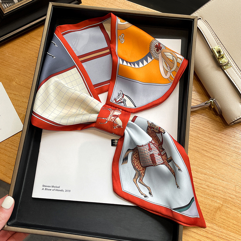 Luxury Bags Duffle - หรูหราฤดูใบไม้ผลิฤดูร้อนหูผ้าพันคอผ้าไหมผู้หญิงพิมพ์ลาย Neckerchief ผ้าเช็ดตัวเกาหลีสไตล์ Tie กระเป๋าสุภาพสตรีผ้าพันคอคอ 2023