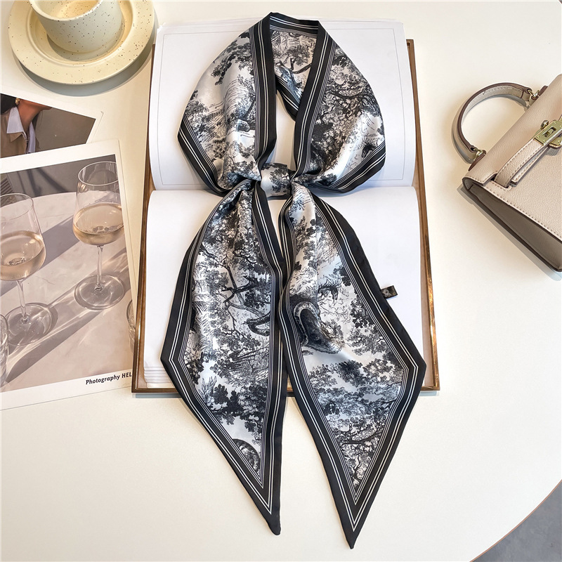 Luxury Bags Duffle - ผ้าพันคอไหมพรมยาวหรูหรา ผ้าคาดผมเส้นเล็ก ผ้าพันคอไหมแฟชั่น ผ้าคาดผม ผ้าพันคอสำหรับกระเป๋า ผ้าคาดผมลายพิมพ์