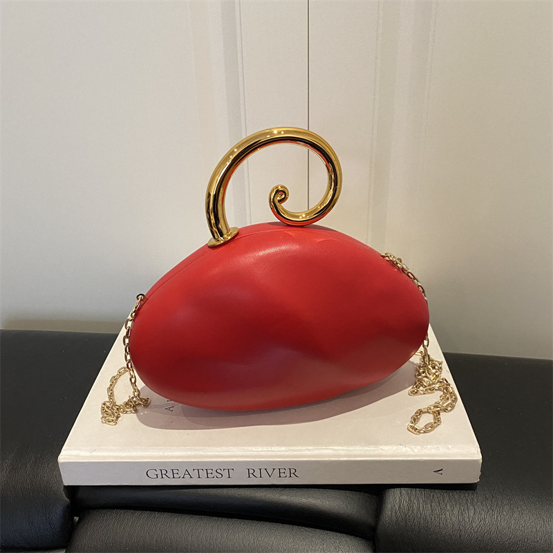 Mini Bag Evening Clutch - กระเป๋าคลัทช์ทรงโค้งหรูหรา ดีไซน์รูปทรงก้อนกรวด พร้อมสายโซ่แฟชั่นเก๋ไก๋ กระเป๋าสะพายสำหรับออกงานกลางคืนสำหรับผู้หญิง น่ารัก เหมาะสำหรับงานปาร์ตี้