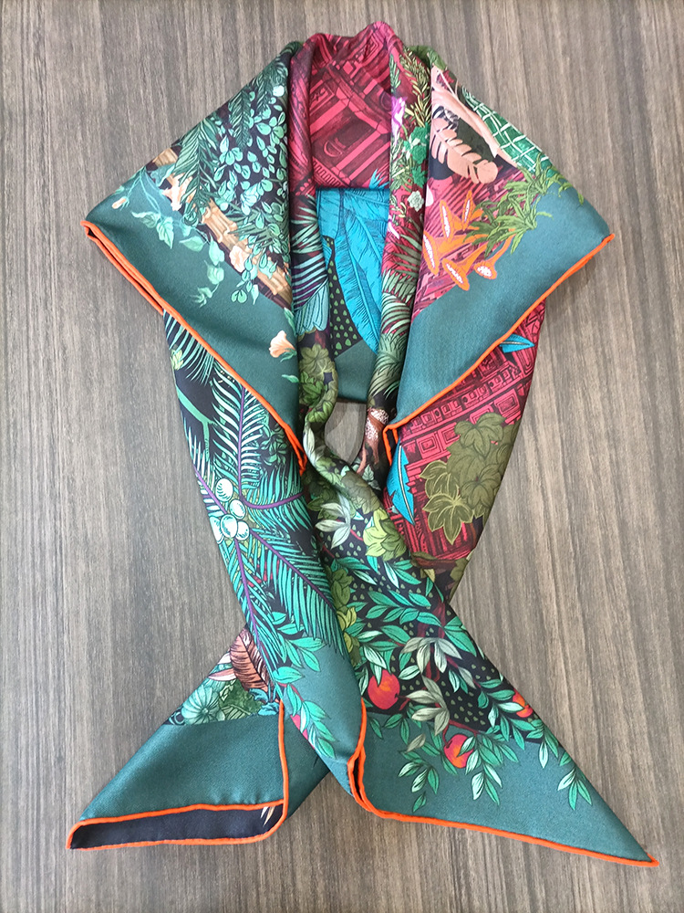 Luxury Bags For Travel - ผ้าพันคอไหม 90 ซม. สำหรับผู้หญิง ผ้าพันคอสี่เหลี่ยมจัตุรัสแบบม卷ขอบด้วยมือ ผ้าพันคอคลุมผม