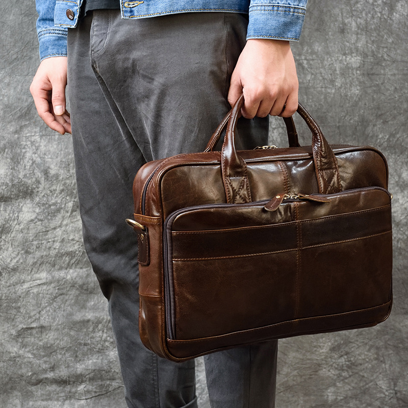 Luxury Bags For Travel - กระเป๋าถือหนังแท้หรูหราสำหรับผู้ชายกระเป๋าเอกสารเดินทางกระเป๋าสะพายหนังผู้ชายกระเป๋าใส่แล็ปท็อปแนวธุรกิจของผู้ชายกระเป๋าแมสเซ็นเจอร์ขนาดใหญ่