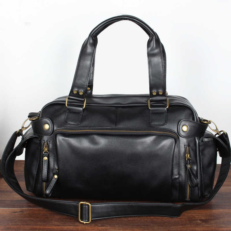 Luxury Bags For Travel - กระเป๋าถือบอสตันลำลองสำหรับผู้ชาย ดีไซน์หรูหรา หนัง PU กระเป๋าสะพายไหล่ แฟชั่นเท่ห์