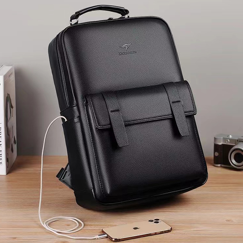 Luxury Bags For Travel - กระเป๋าเป้สะพายหลังหนังหรูหราสำหรับผู้ชายพร้อมพอร์ต USB, กระเป๋าเป้สะพายหลังสำหรับแล็ปท็อปขนาด 15.6 นิ้วอเนกประสงค์, กระเป๋าถือ,