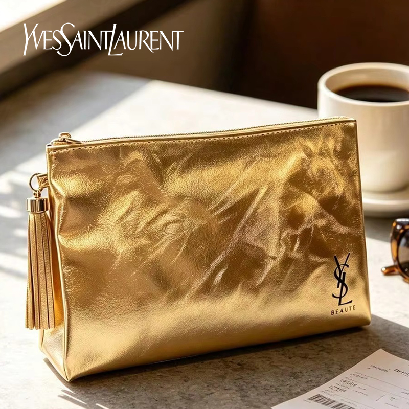 กระเป๋าเครื่องสำอาง YSL สีทอง, - Luxury Bags For Travel บทวิจารณ์และราคา